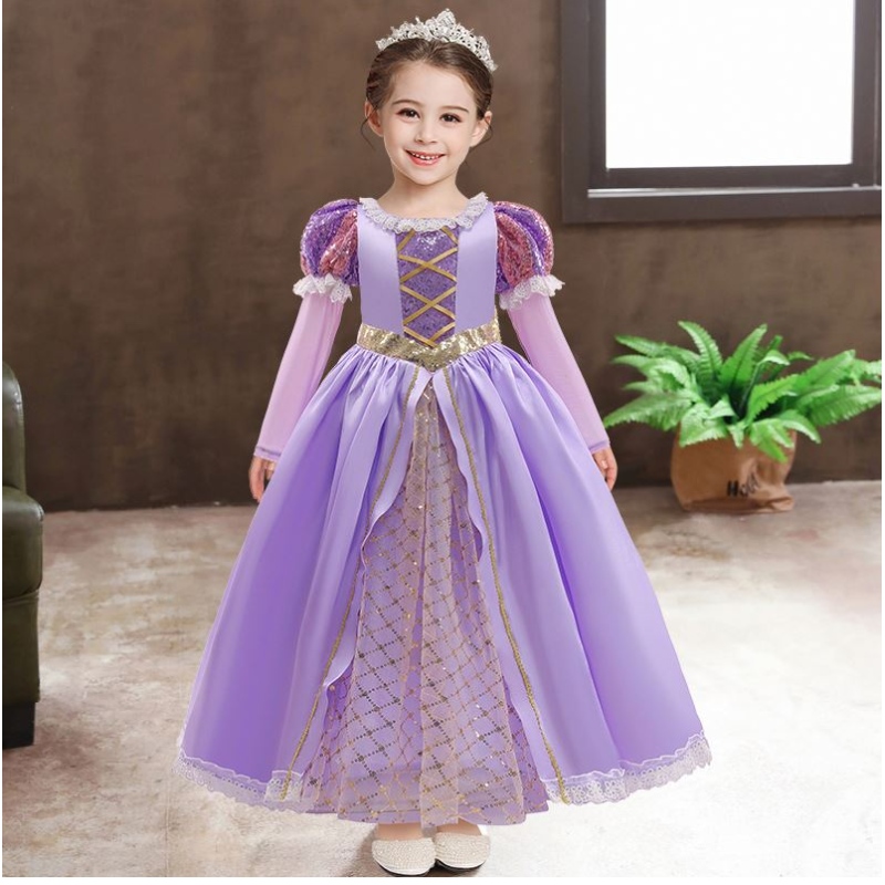 Baige Girls Princess Sofia Rochie Cosplay Costum Copii Sequins Sophia Strayred Mâneci lungi pentru Copii Carnaval Rochie de petrecere de Halloween
