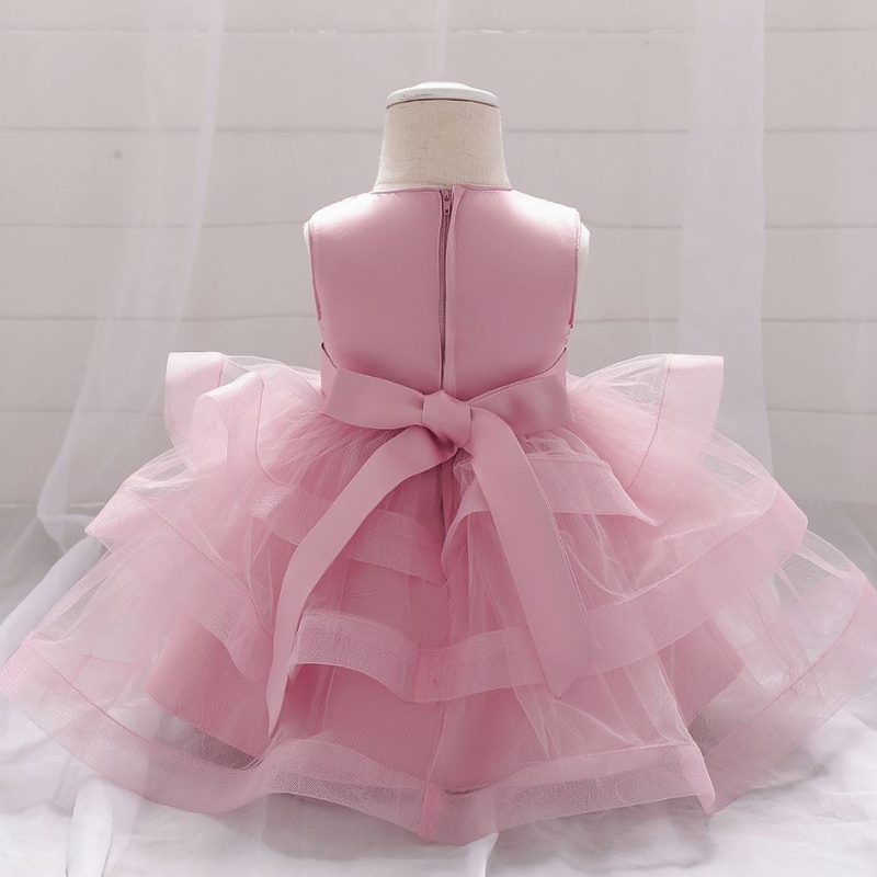 Baige Wholesale Brodery Pearl Bow Design Party Girls Girls Dress Birthday Party Kids Frock L1929XZ