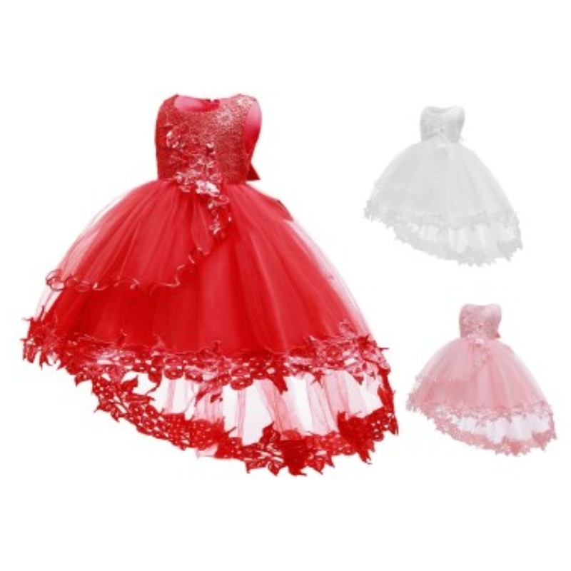 Rochie de mireasă pentru fată în stil european pentru copii minunate petreceri denaștere rochii roșii pentru fete, în vârstă de 6-24 luni, fără mâneci, fără mâneci