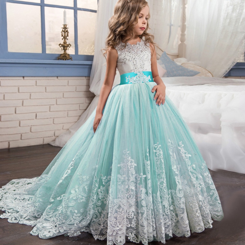 Fată dantelă broderie rochie de petrecere de Crăciun rochie de flori rochie formală pentru copii