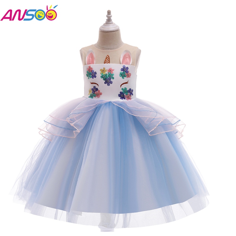 Rochie ansoo unicorn pentru fetiță curcubeu tutu prințesă rochie pentru copii rochie de petrecere denaștere pentru copii \\ costum fantezist