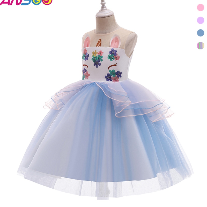 Rochie ansoo unicorn pentru fetiță curcubeu tutu prințesă rochie pentru copii rochie de petrecere denaștere pentru copii \\ costum fantezist