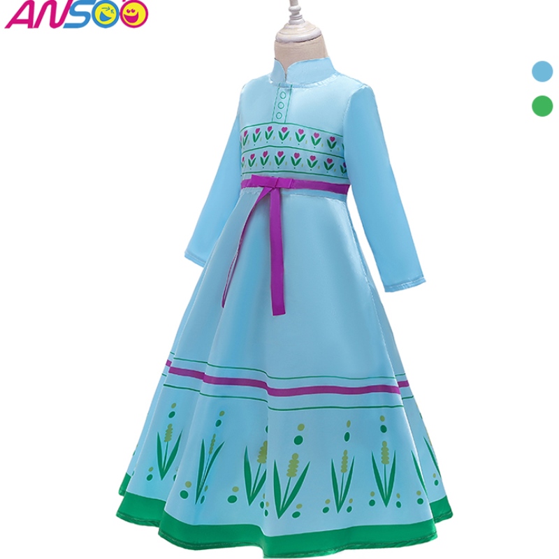 Ansoo Anna Princess Costume pentru copii Halloween Party de Crăciun cosplay Snow Queen Girls Rochie de bal