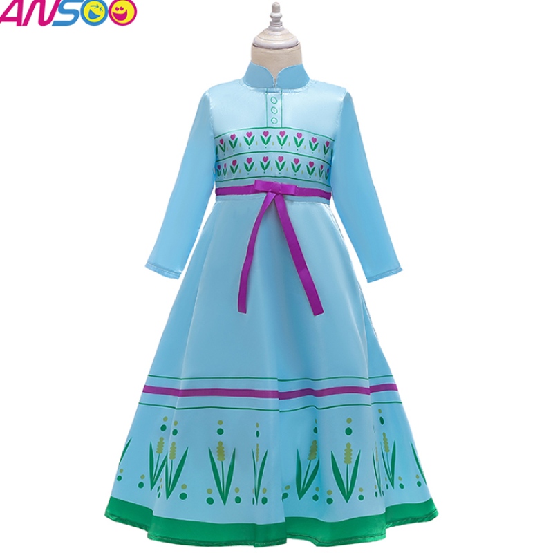 Ansoo Anna Princess Costume pentru copii Halloween Party de Crăciun cosplay Snow Queen Girls Rochie de bal