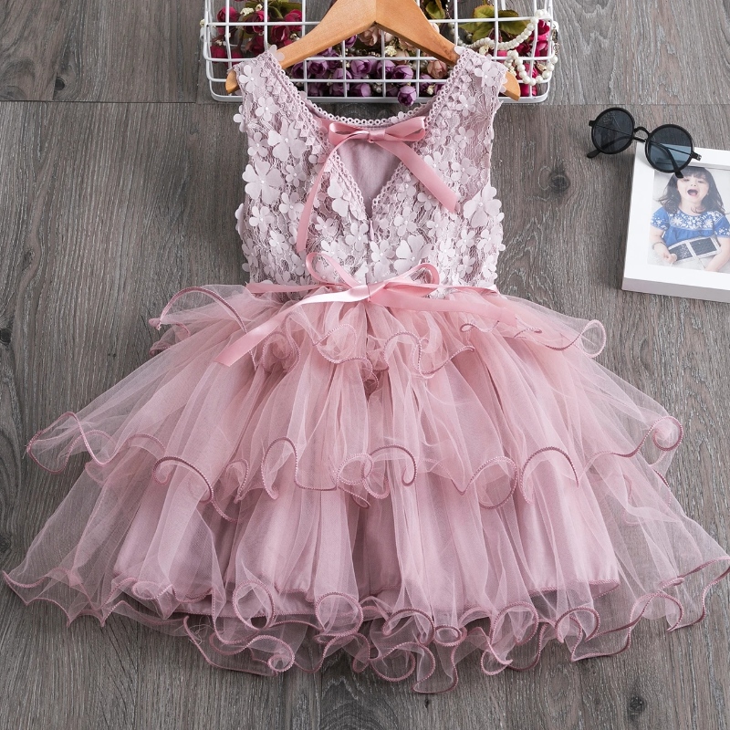 3-8 ani rochie de vară din dantelă pentru fete flori elegante denuntă rochie prințesă rochie fără mâneci fără spate rochii de tutu