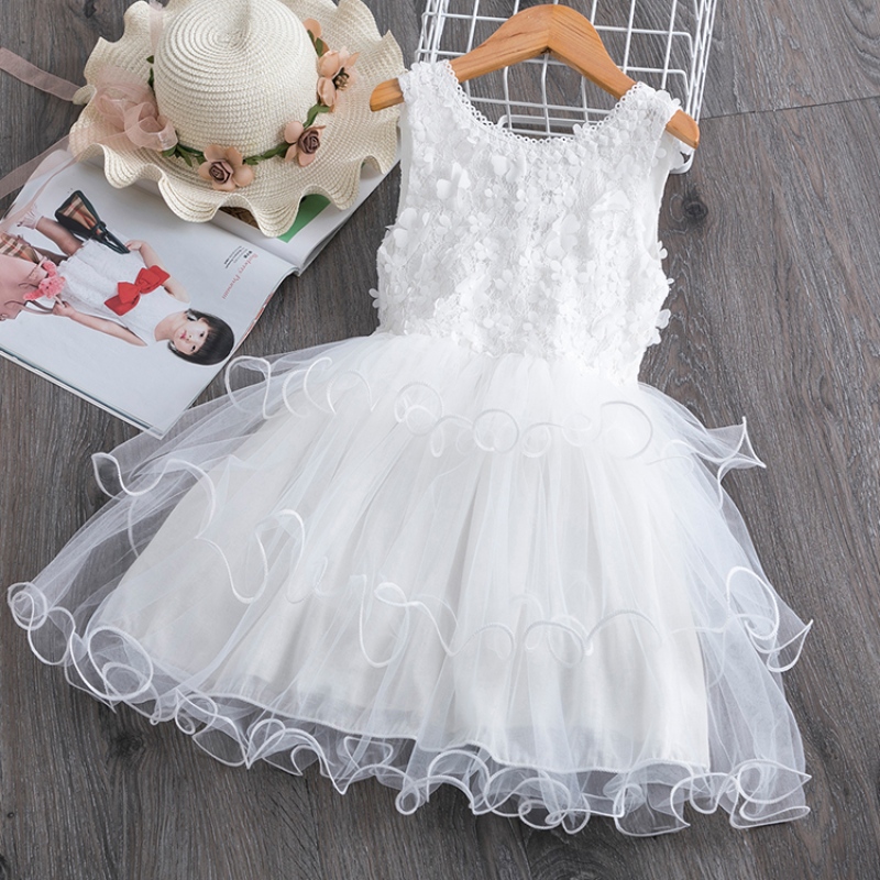 3-8 ani rochie de vară din dantelă pentru fete flori elegante denuntă rochie prințesă rochie fără mâneci fără spate rochii de tutu