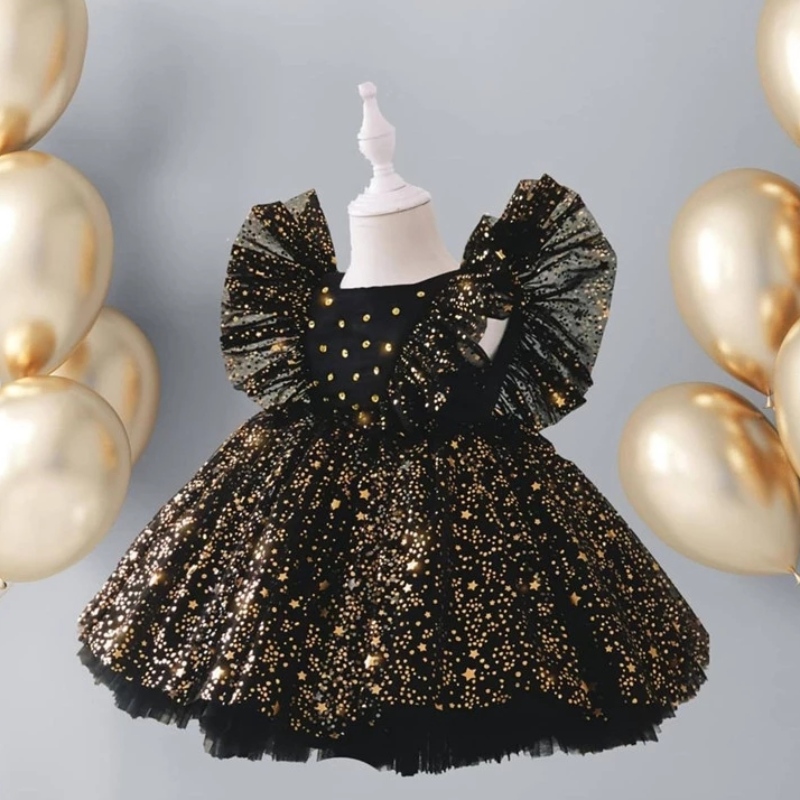 Rochie denaștere 1 pentru fete pentru fete, copii pufoase, prințesă, rochie de petrecere arc haine elegante denuntă