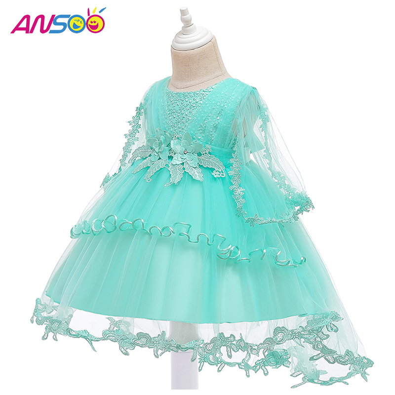 Ansoo Princess Flower Girl Rochie vara Tutununta zilei denaștere pentru copii rochii pentru fete copii costum design de bal adolescent