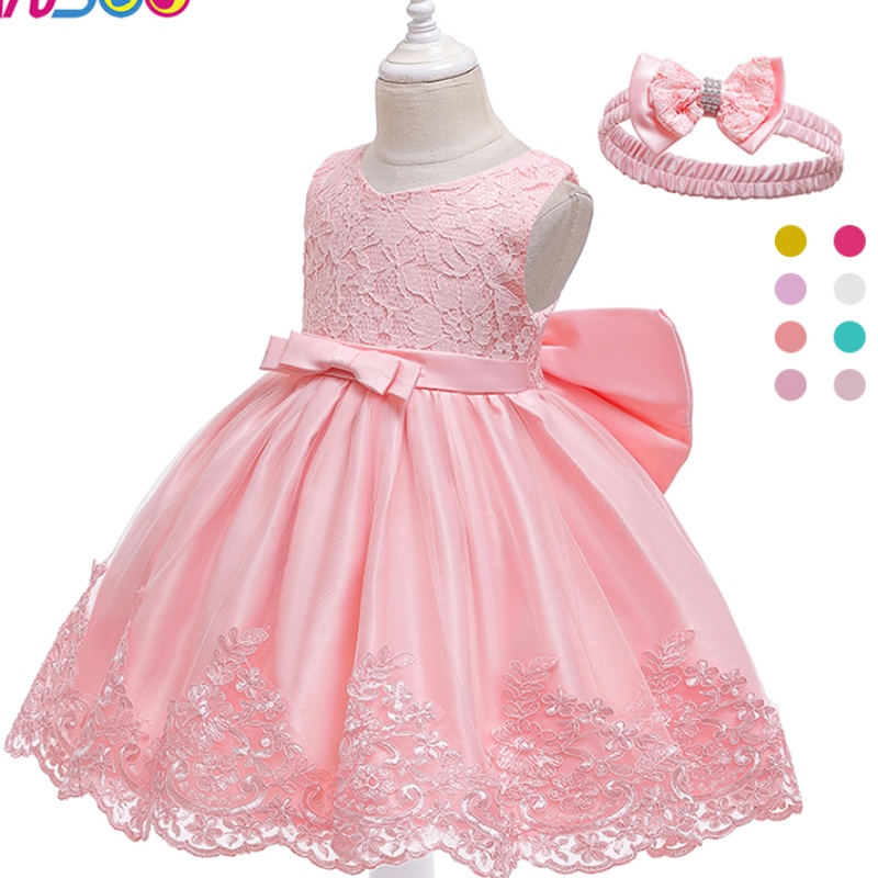 Ansoo New Design Girl \\ rochie prințesă rochie cu arc dantelă pentru copii fără mâneci pentru petrecerea denuntă