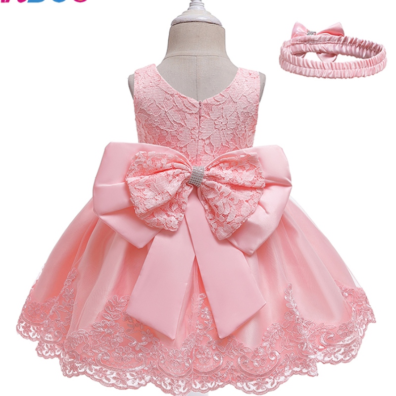 Ansoo New Design Girl \\ rochie prințesă rochie cu arc dantelă pentru copii fără mâneci pentru petrecerea denuntă