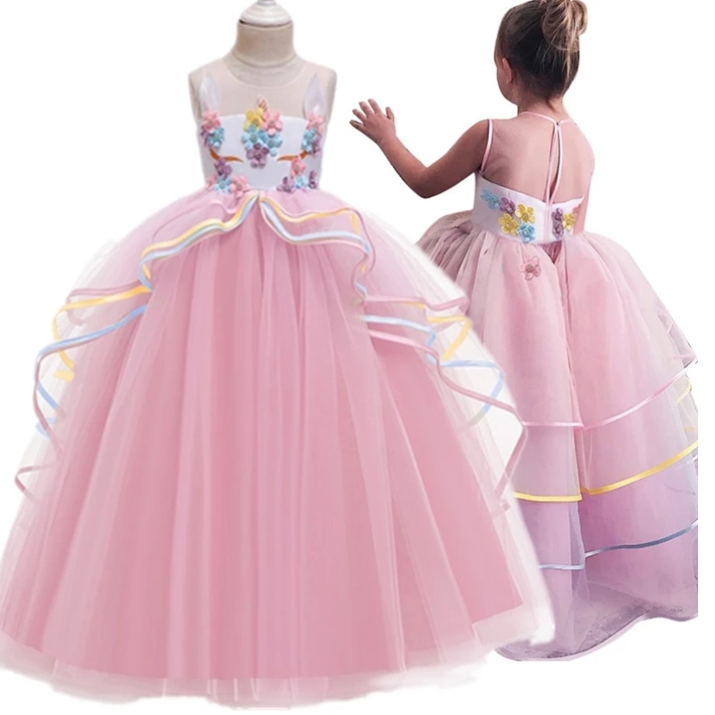 Fancy Girl Halloween Unicorn Party Rochie lungă Prințesa Fete Costum pentru copii haine pentru copii Fata Fata pentru copii Îmbrăcăminte pentru copii