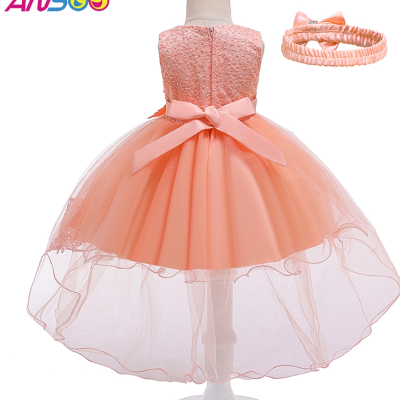 Ansoo Pretty Peach Children \\ Girl Birthday Princess Flower Orange Rochie de mireasă pentru fată