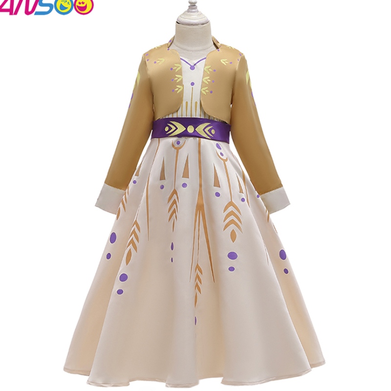 Ansso cosplay Party Dress Up Princess Elsa Anna Fashion Costum Rochie galbenă Halloween Fairy Prințesa Copii Fancy Costume Rochie