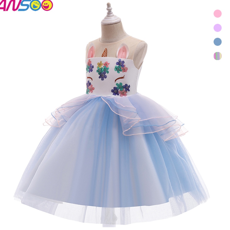 ANSOO KID PENTRU TODDLER Fată Bilă denaștere Costum Costum Rainbow Unicorn Fluffy Stratul Tulle Tutu Tutu pentru fată