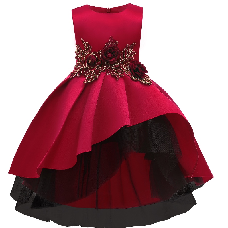 Rochie de vestă pentru copii rochie cu flori roșii rochie fetiță rochie de pește pentru performanță la pian