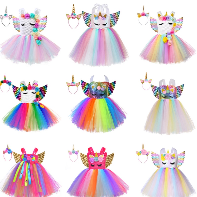 Rochie cu ponei pentru copii unicorn aripi prințesa cosplay costum de cosplay