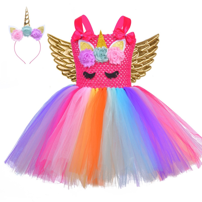 Rochie cu ponei pentru copii unicorn aripi prințesa cosplay costum de cosplay