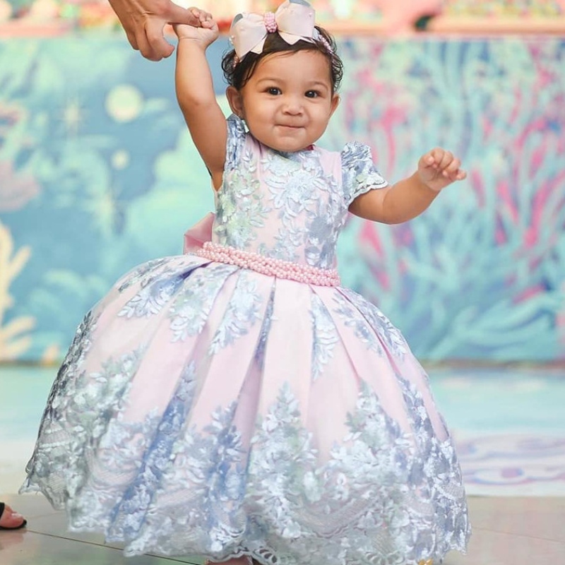 Rochie de petrecere imprimată cu flori de fată elegantă rochie de bilă de rochie de bilă de broderie