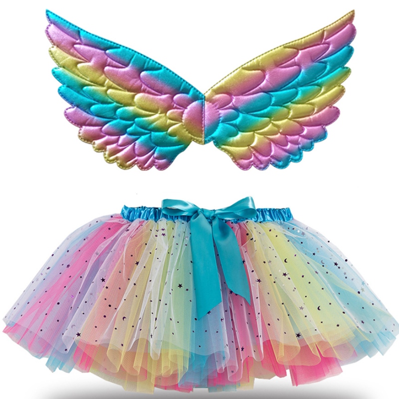 Fete multicolore Tutu Fuste Ballet Partea denaștere Tutu Rochie fete \\ 'Fuste de dans pentru prințesă Costum cu aripi