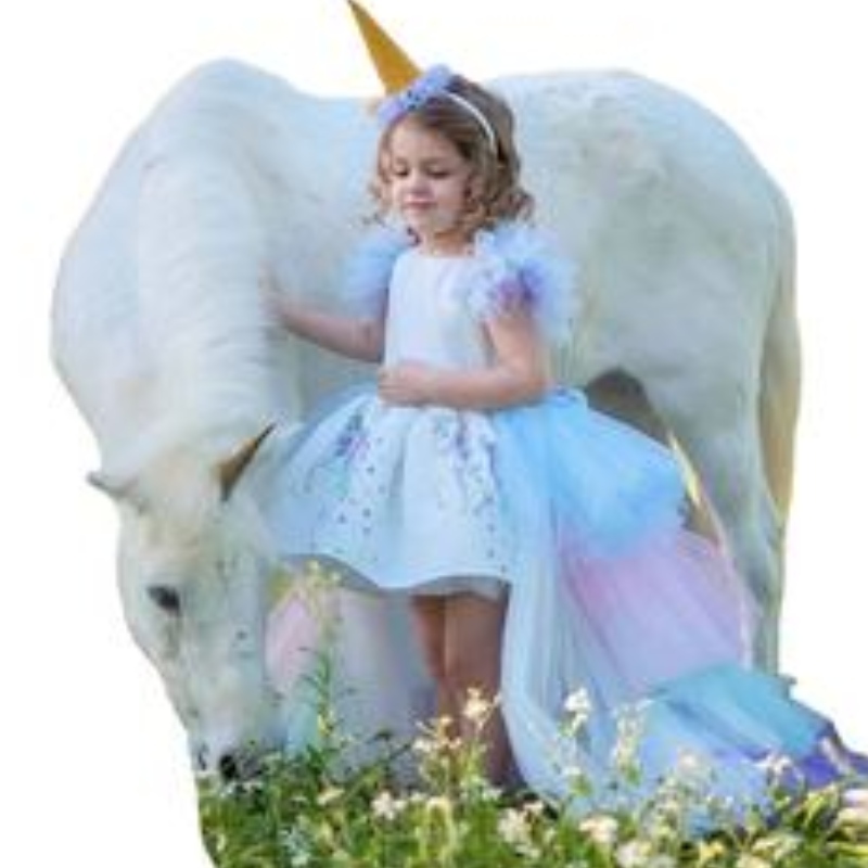 Rochie de petrecere la unicorn pentru fete costum pentru copii rochie de vară copii elegante fete elegante poartă rochie prințesă cu tren lung