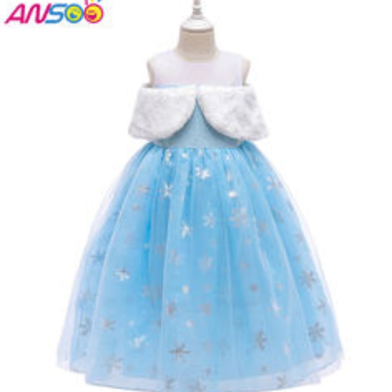 Ansoo2021 Performanța copiilor ELSA Fashion Girl guler prințesă rochie fete minunate