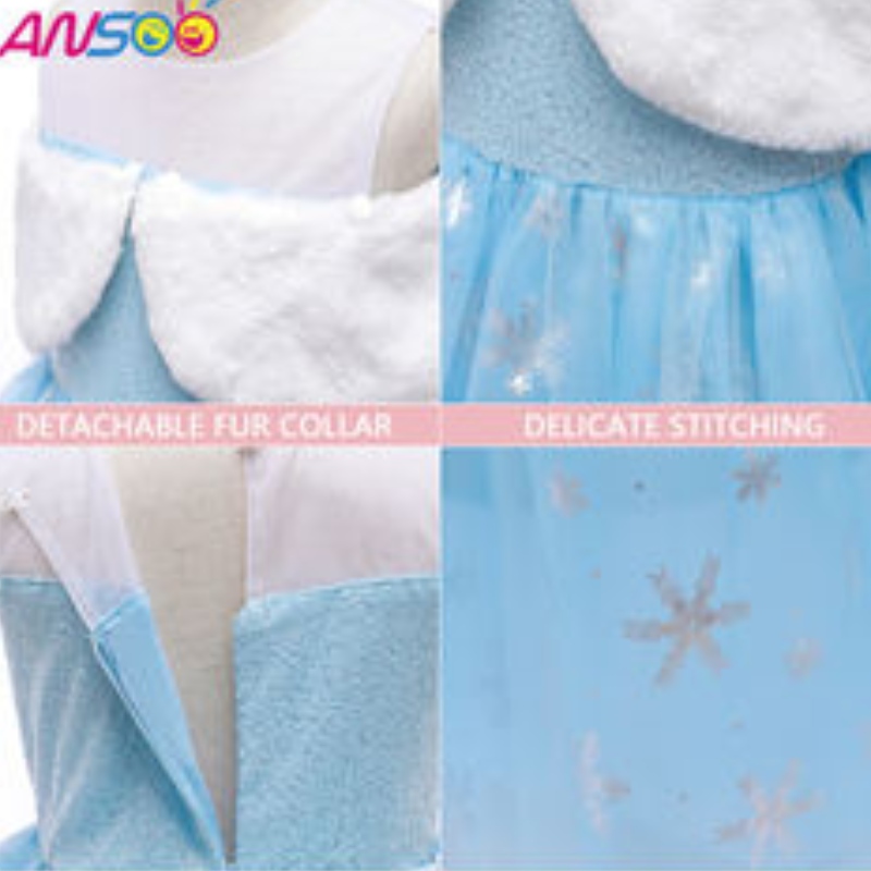 Ansoo2021 Performanța copiilor ELSA Fashion Girl guler prințesă rochie fete minunate