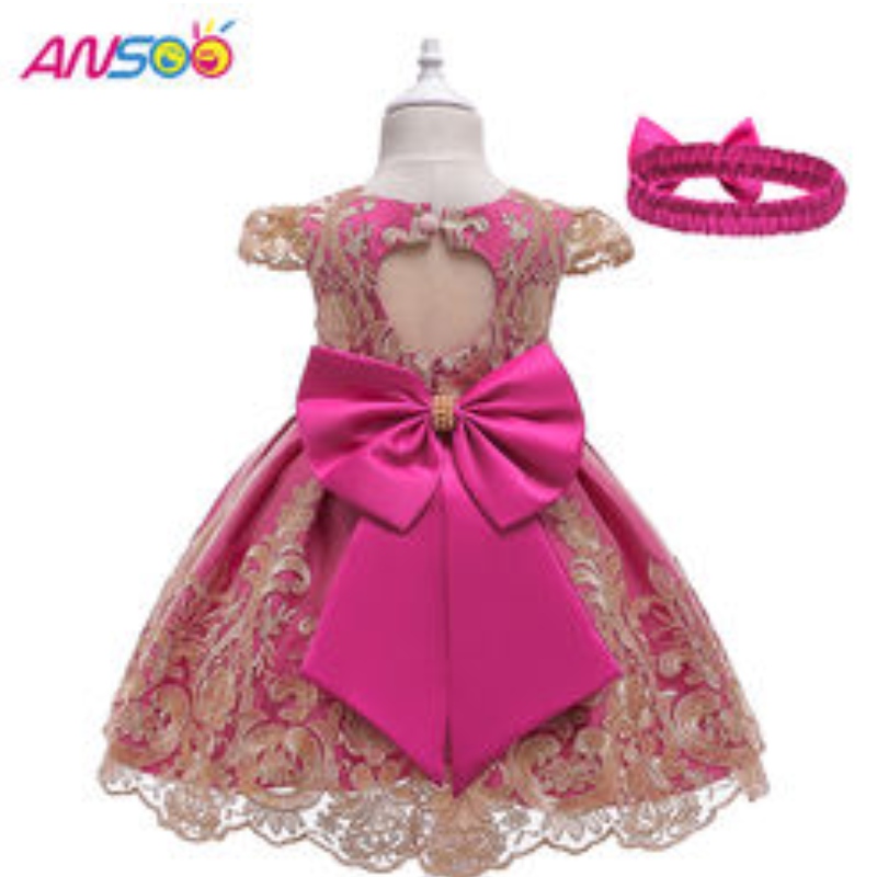 Ansoo Rose Color Girls Pretty Rochii roșii pufoase pentru banchet de seară 5 ani de petrecere pentru copii pentru copii pentru fete rochie prințesă