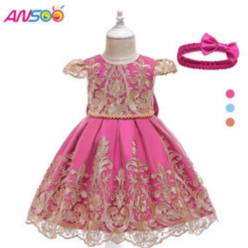 Ansoo Rose Color Girls Pretty Rochii roșii pufoase pentru banchet de seară 5 ani de petrecere pentru copii pentru copii pentru fete rochie prințesă