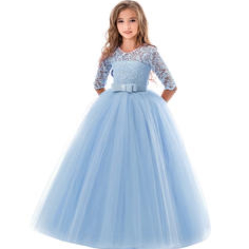 2022 Winter New Fashion Girl Party Rochie din dantelă Pufon cu mâneci cu mânecă lungă seara denuntă prințesă rochii