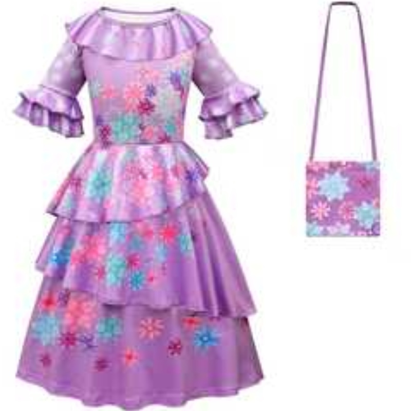 2022 Amazon Hot Sale de vânzare cu ridicata în stilnou Copiii Cele mai bune desene animate Encanto Cosplay Costumes Girls Princess și geantă