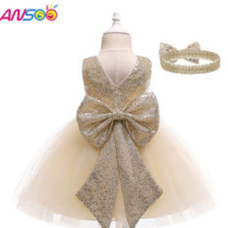 Ansoo Drop Shipping Girls Rochie pentru copii Copii pentru copii Tutu Pageant Rochii din dantelă pentru rochie pentru fete cu flori cu bandă de cap