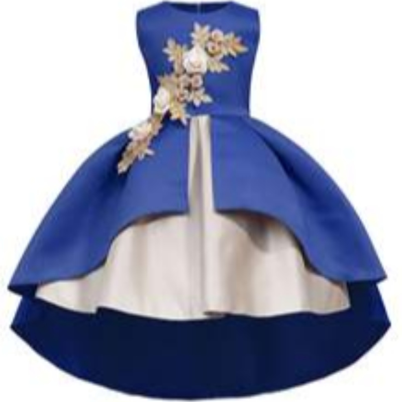 Rochie cu tavă lungă pentru copii din satin cu vânzare fierbinte