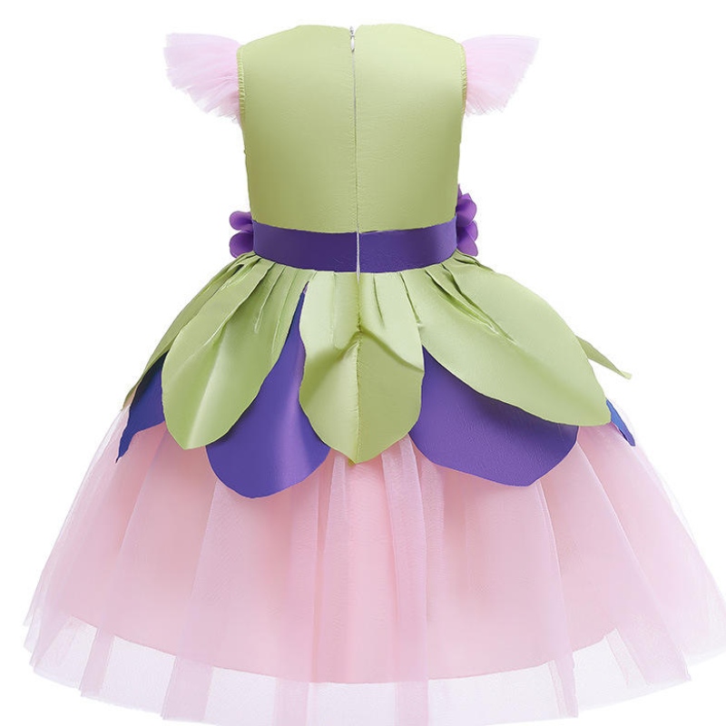 Floare de basm rochie fată copii violet roz patchwork rochii de tul drăguți cu mânecă zburătoare copil scenariu costume de performanță