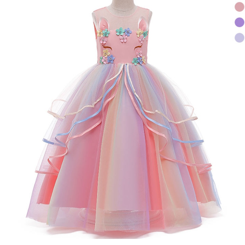Ansoo Private Private în stil francez Copii de lux Long Unicorn Tulle Prințesa Petrecere denuntă Unicorn pentru fete