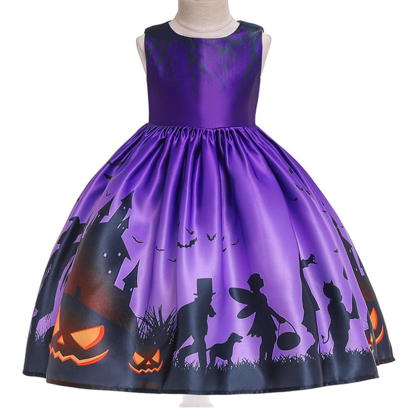 Fete rochii de Halloween Vrăjitoare Tutu Costum pentru copii Părtare îmbrăcăminte Fată prințesă Copii Copii Pumpkin imprimat Halloween Costum