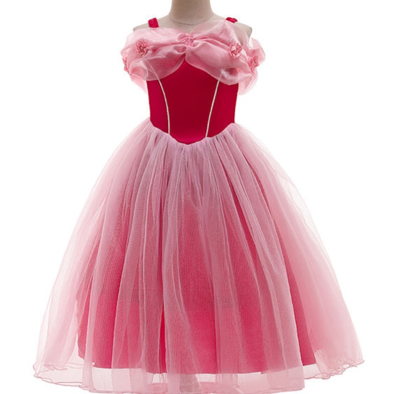 Costum de frumusețe adormită pentru fete de pe umăr vara aurora rochie copil zână plasă tutu frock halloween prințesă cosplay