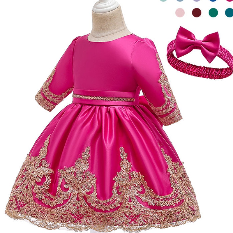 Ansoo 11color haine de înaltă calitate pentru bebeluși exclusiv rochie de dantelă exclusiv rochie prințesă cu coafură rochie de petrecere din satin pentru fete