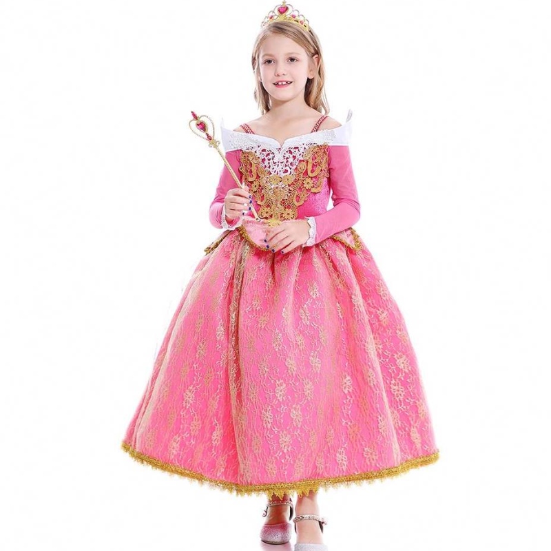 Baige Girls Girls Princess Aurora Costum cu mânecă lungă Sleep Beauty Beauty Birthday Party Rochie Copii Fancy pentru fete