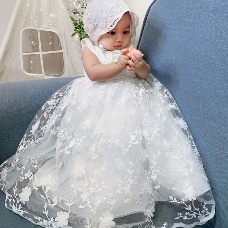 Baige New Party Girl Rochie White Royal Designnou -născut Rochii de botez pentru bebeluși