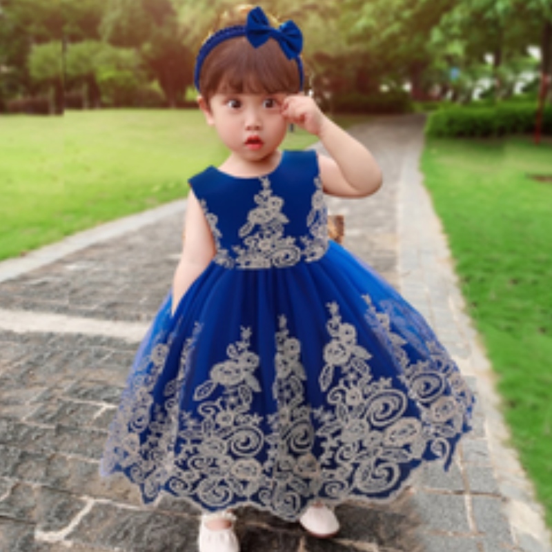 Baige New Lace Frock Kids Party Wear 0-6 year Flower Girl Girl Birthday Party Ball Rochie