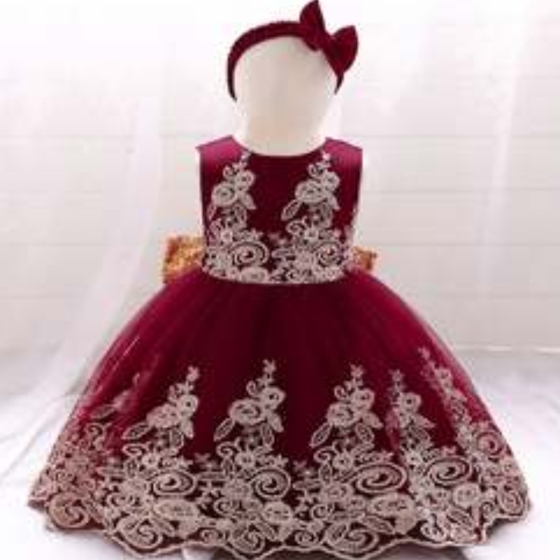 Baige New Lace Frock Kids Party Wear 0-6 year Flower Girl Girl Birthday Party Ball Rochie