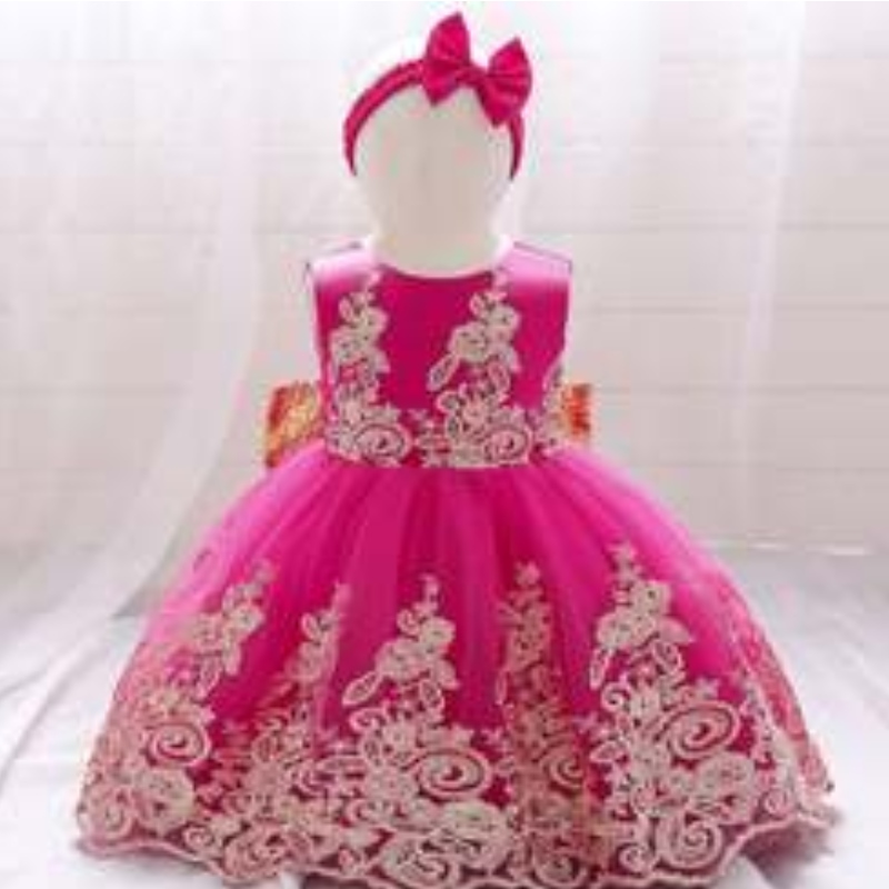 Baige New Lace Frock Kids Party Wear 0-6 year Flower Girl Girl Birthday Party Ball Rochie