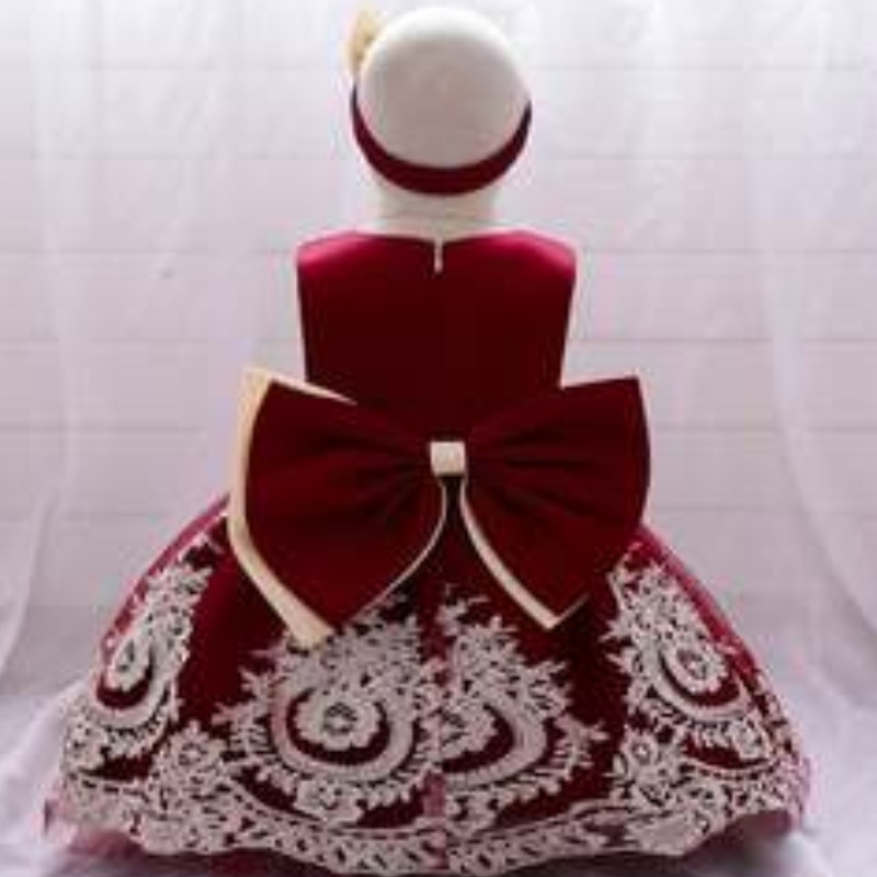 Baige cel mai recent design fată minunată floare fetiță copii petreceri pentru copii occidentali rochie de mireasă