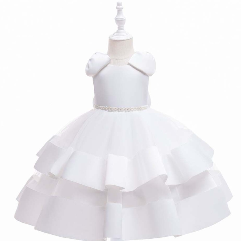 Rochii de fete cu flori albe baigenuntă zână mare bow pufy girl rochie prințesă