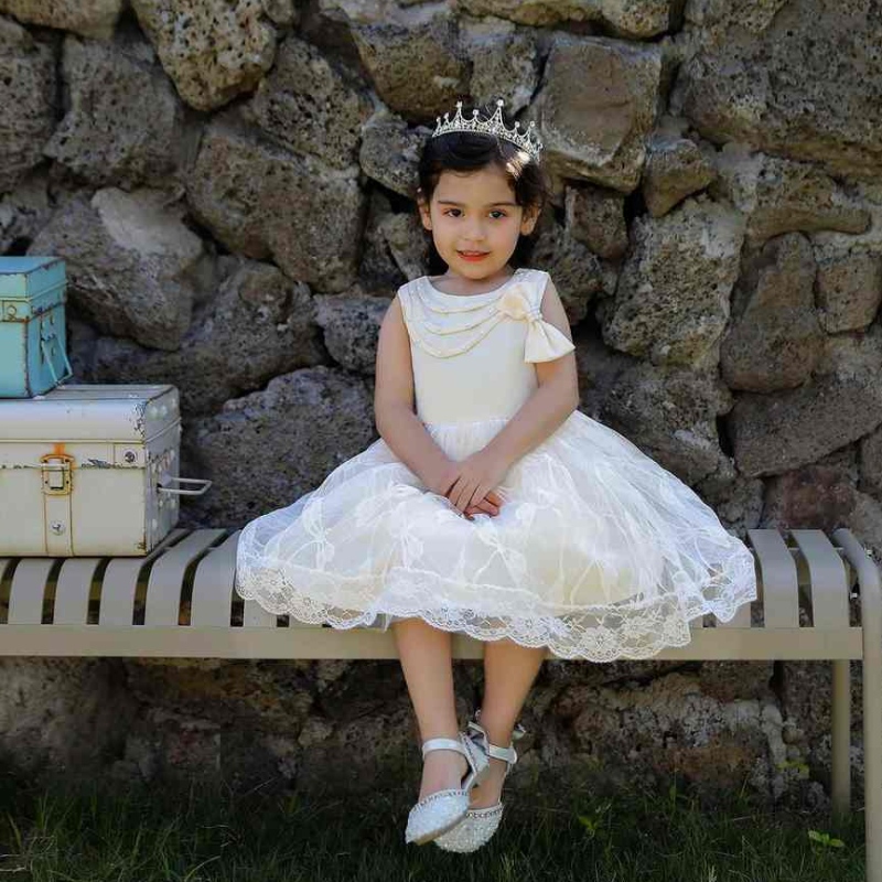 Rochie de petrecere cu arc cu margele Baige pentru fete fetiță rochie prințesă