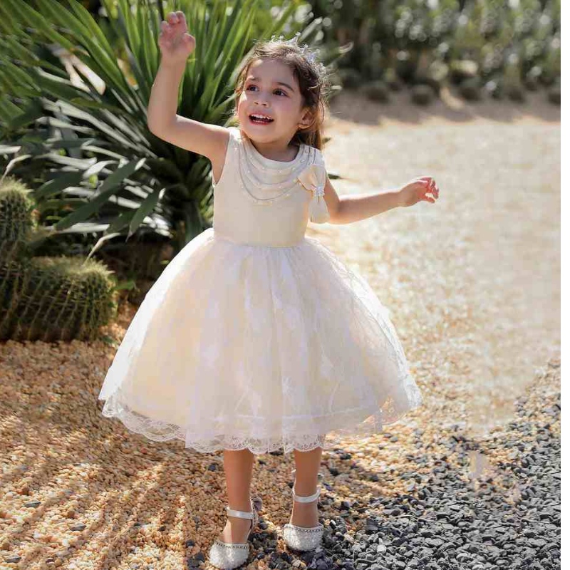 Rochie de petrecere cu arc cu margele Baige pentru fete fetiță rochie prințesă