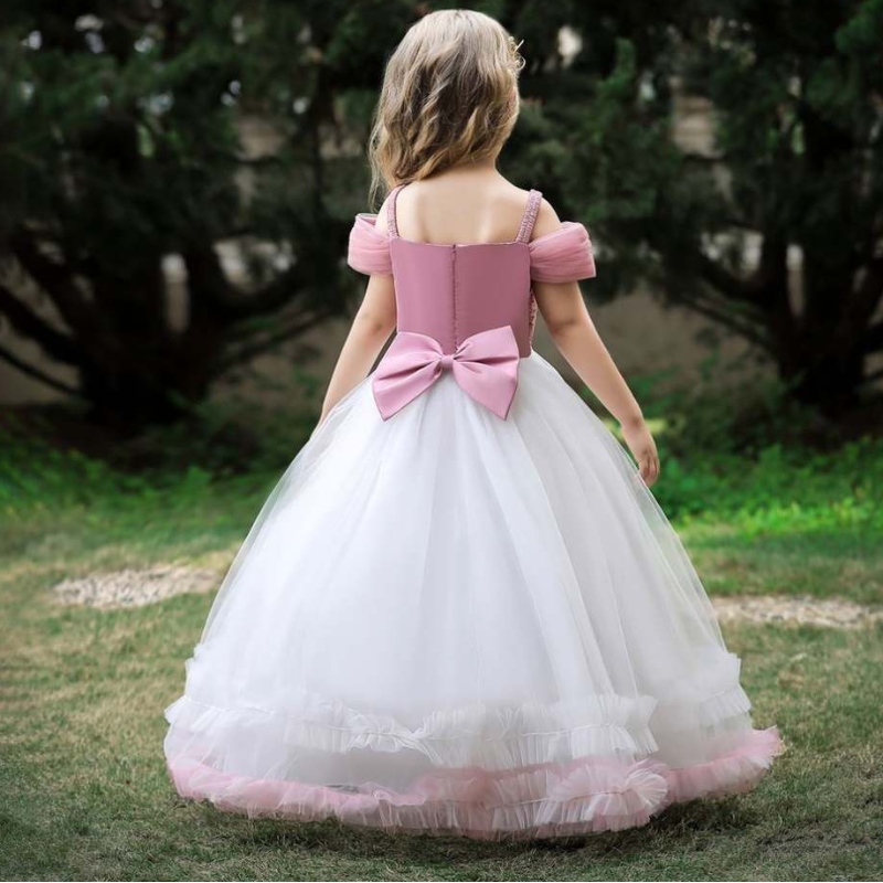 Baige New Sosit Princess Copii Rochie de petrecere roz roz denaștere roz lung pentru fete de 12 ani