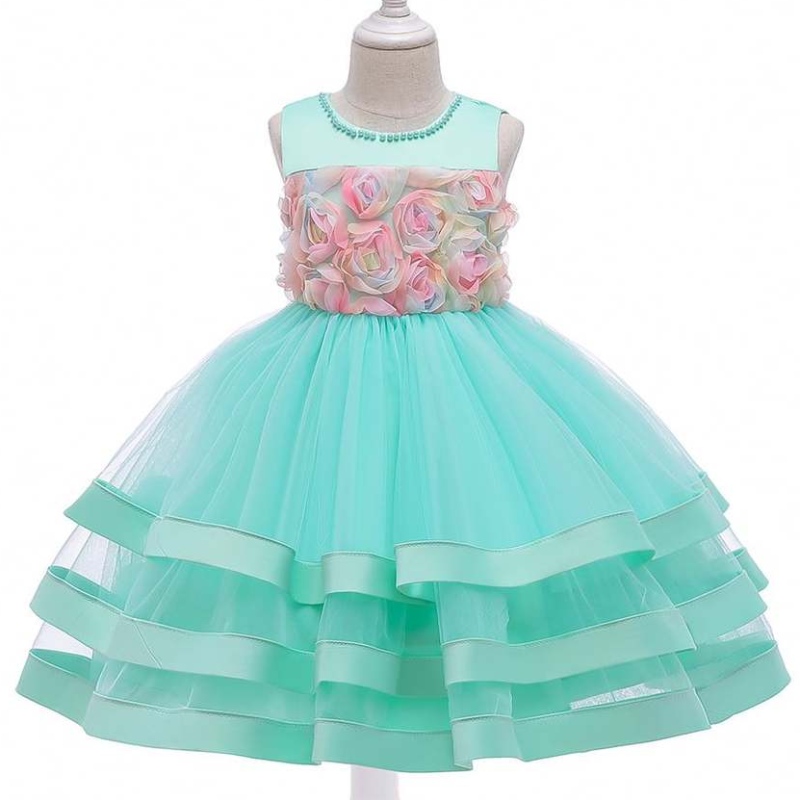 2020 Cele mai recente rochii pentru fete pentru fete pentru copii, modele florale, rochii de bile pentru copii L5196