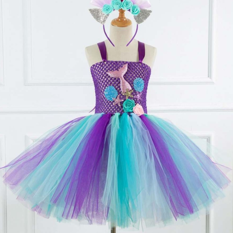 Colecția de fete cu stil de sirenă cu coplay cosplay Flower Tutu Rochie cu bandă gratuită 93430