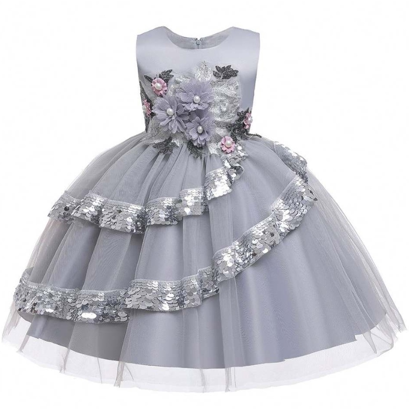 Fabrică cu ridicata cu ridicata cu mâneci fără mâneci modele de haine pentru fete pentru fete, rochie de petrecere de paiete L5148